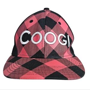 Coogi Mens Hat Adult 7 3/4 All Cotton Embroidered Red Plaid Baseball Cap